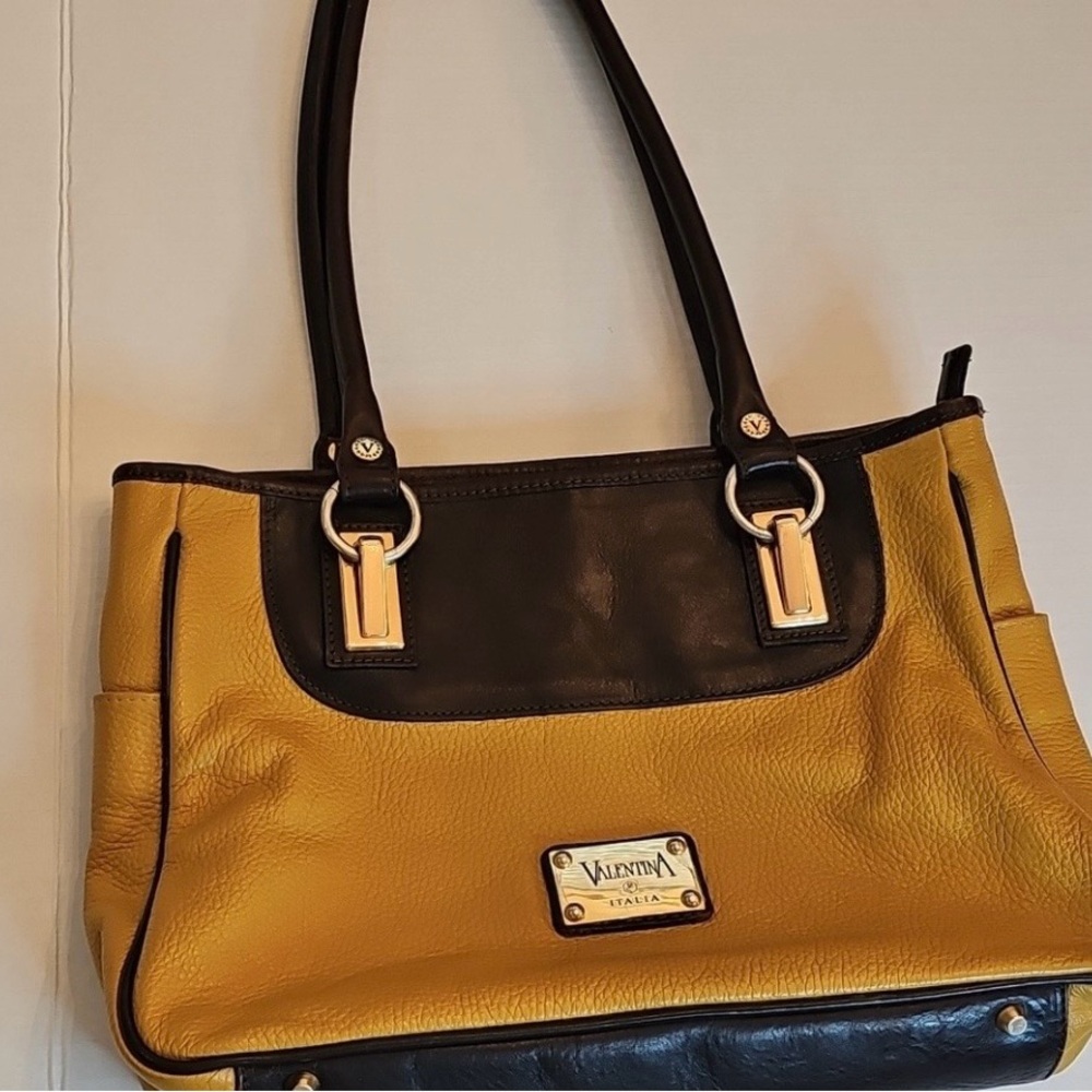 Valentina Two-Tone Yellow and Black Shoulder Bag